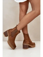 Dámské Zateplené Botky Na Podpatku Eko Semišové Hnědé model 21669073 - Boto Dámské Zateplené Botky Na Podpatku Eko Semišové Hnědé model 21669073 - Boto