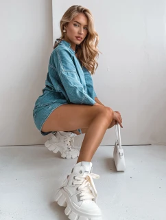 Kožené zateplené sportovní boty model 21711749 bílé - Goe