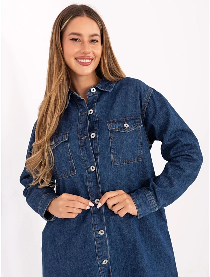 Dámské Jeans šaty model 21402157 Tmavě modrá - FPrice Dámské Jeans šaty model 21402157 Tmavě modrá - FPrice