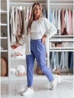Ležérne dámske plisované nohavice s opaskom PLISSO blue FashionStreet UY2517