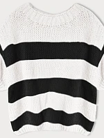 Voľný dámsky pruhovaný sveter čierny (761ART)