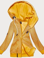 Otvorená mikina s kapucňou a malými srdiečkami tmavo žltá (2316)