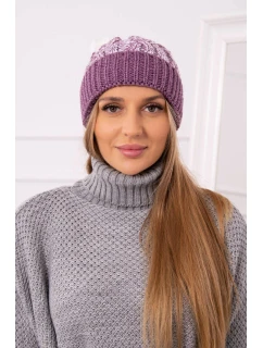 Dámska čiapka s brmbolcom Abigail K326 fialová+biela