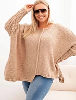 Dámske Plus veľkosť 3/4 rukáv akryl sveter Camel