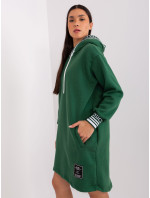 Tmavozelené mikinové šaty s kapucňou