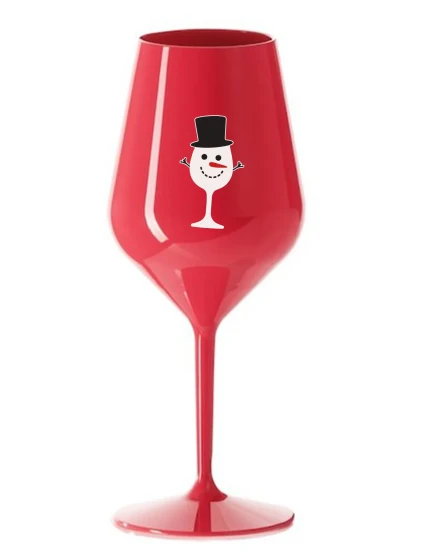 SNĚHULÁČEK - červená nerozbitná sklenice na víno 470 ml