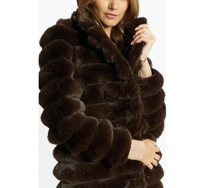 Dámský kabát prošívaný model 19139551 Tmavě hnědý - Monnari