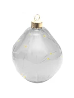 SKLENENÁ OZDOBA LED KVAPKA 10CM STRIEBORNÁ