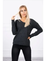 Svetr s výstřihem do V grafitové barvy Svetr s výstřihem do V grafitové barvy