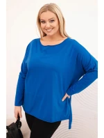 Dámske Plus veľkosť asymetrické dlhý rukáv blúzka Khabra