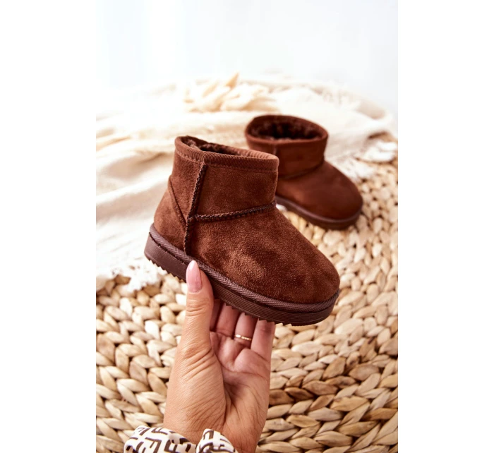 Dziecięce Ocieplane Botki Śniegowce Brązowe Gooby