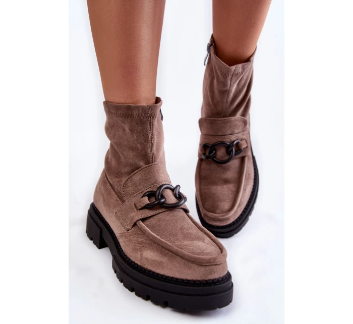 Dámské semišové kozačky Béžove model 21602471 - Boto Dámské semišové kozačky Béžove model 21602471 - Boto