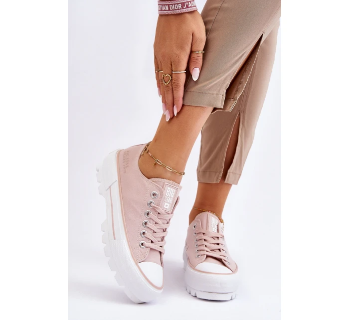 Materiałowe Trampki Na Platformie Big Star LL274151 Nude Materiałowe Trampki Na Platformie Big Star LL274151 Nude