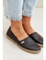 Eleganckie Skórzane Espadryle Damskie Zazoo 10177 Czarne Eleganckie Skórzane Espadryle Damskie Zazoo 10177 Czarne