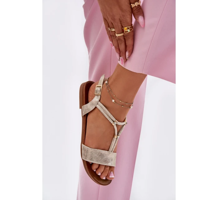 Dámské Plné Sandály S Pásky model 21698276 Zlaté - S.Barski