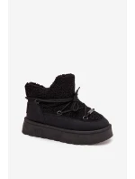 Śniegowce Damskie Na Platformie Z Futerkiem Typu Baranek Big Star SS274109 Czarne