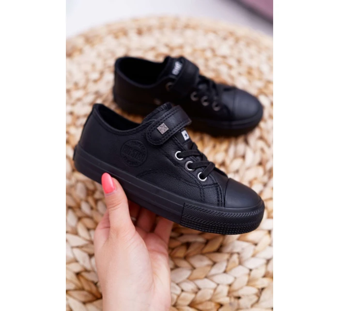 Dětské Kožené Tenisky BIG STAR model 21518297 Černé - Big Star Shoes Dětské Kožené Tenisky BIG STAR model 21518297 Černé - Big Star Shoes