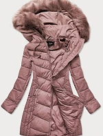 Dámska dlhá prešívaná zimná bunda Old Pink (7689)