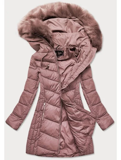 Dámska dlhá prešívaná zimná bunda Old Pink (7689)