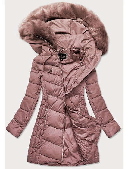 Dámska dlhá prešívaná zimná bunda Old Pink (7689) Dámska dlhá prešívaná zimná bunda Old Pink (7689)
