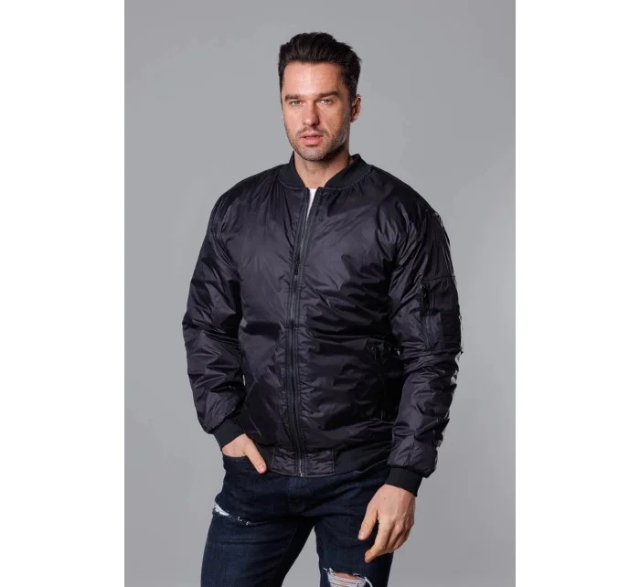 Černá pánská bunda typu "bomber" s podšívkou model 18344989 - J.STYLE Černá pánská bunda typu "bomber" s podšívkou model 18344989 - J.STYLE