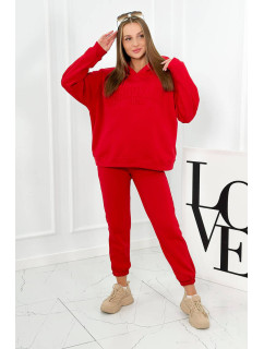 Izolovaná bavlnená súprava, mikina + nohavicami Brooklyn červený