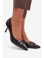 Lodičky s ozdobou Eko kůže Černé Fivara