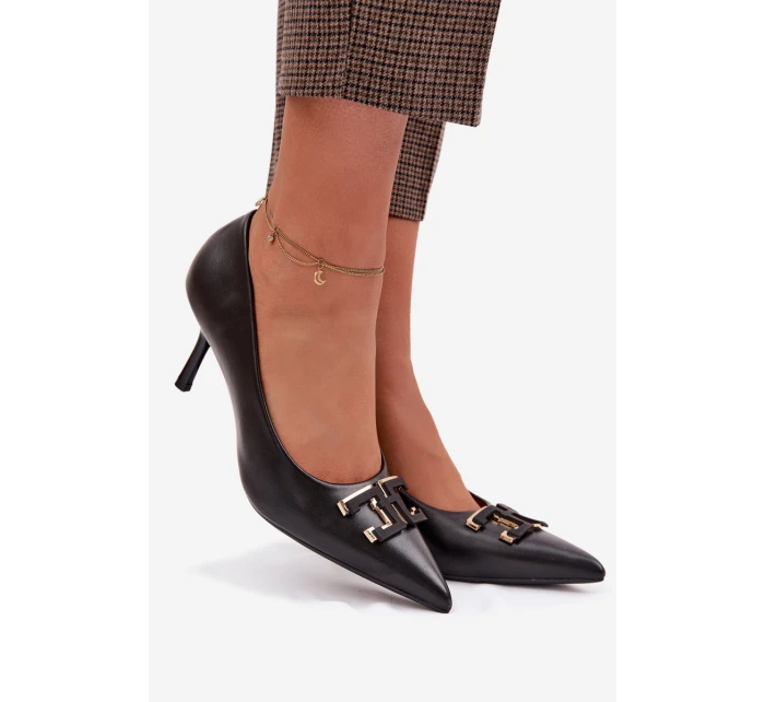 Lodičky s ozdobou Eko kůže Černé Fivara