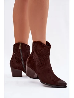 Dámské perforované kotníkové boty Kovbojky Vinceza 58150 Hnědé