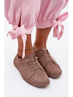 Prodyšné semišové polobotky tmavě béžové Flaria