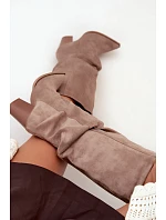 Čižmy na podpätku s prekrížením v khaki farbe Jensy Čižmy na podpätku s prekrížením v khaki farbe Jensy