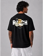 Pánske tričko s potlačou Freaking Rich oversize čierne FashionStreet NX4012R