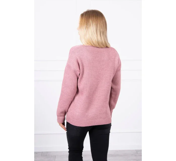 Sveter s výstrihom do V tmavo ružový Sveter s výstrihom do V tmavo ružový