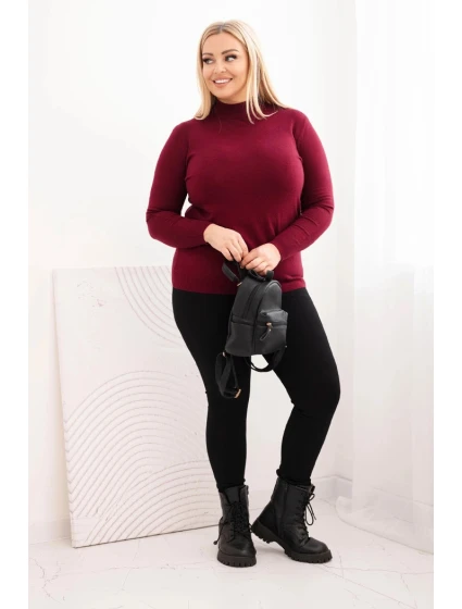 Dámský svetr Plus Size z viskózy s rolákem bordový