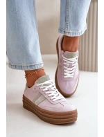 Zazoo N1068S4 Damskie Zamszowe Sneakersy Na Platformie Fioletowe