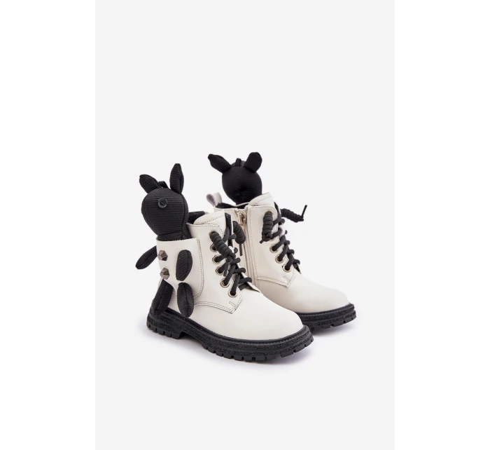 Kožené Zateplené Dětské Boty Na Zip S Bílé model 21675604 - VINCEZA