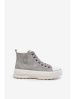 Ocieplane Trampki Damskie Na Platformie Big Star OO274073 Szare Ocieplane Trampki Damskie Na Platformie Big Star OO274073 Szare