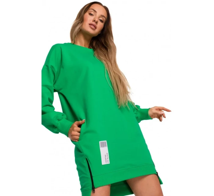 model 18004079 Svetrová tunika se zipy zelená - Moe