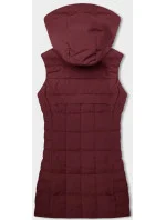 Tmavo červená dámska vesta s kapucňou (16M9096-06)
