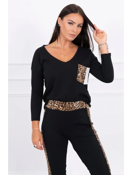 Sada s leopardím potlačou čierna Sada s leopardím potlačou čierna