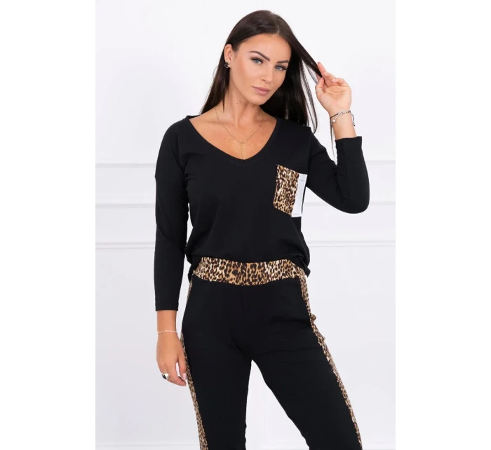 Sada s leopardím potlačou čierna Sada s leopardím potlačou čierna