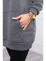 Mikina s kapucňou a nášivkami grafitová