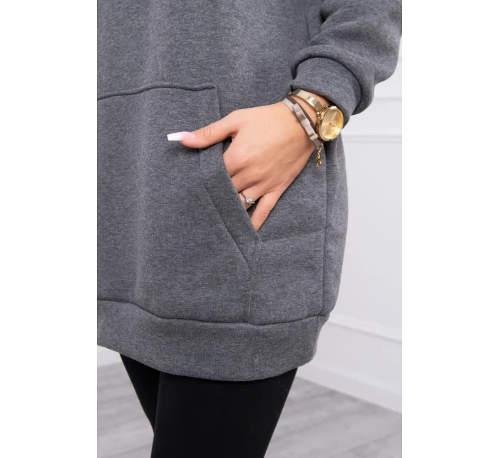 Mikina s kapucňou a nášivkami grafitová