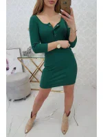 Šaty s gombíkovým výstrihom tmavo zelené Šaty s gombíkovým výstrihom tmavo zelené