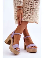 Wygodne Zamszowe Sandały Na Masywnym Słupku Fioletowe Elishia Wygodne Zamszowe Sandały Na Masywnym Słupku Fioletowe Elishia