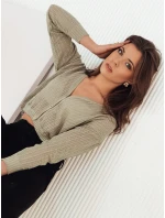 Dámský prolamovaný svetr olivový Dstreet model 21972195 - FashionStreet