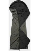 Čierna-khaki dlhá dámska obojstranná vesta (B8137-1)