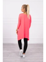 Oversize halenka s potiskem model 18745782 rtů růžová neonová - K-Fashion Oversize halenka s potiskem model 18745782 rtů růžová neonová - K-Fashion
