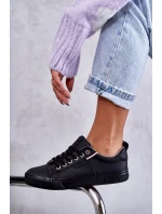 Niskie Damskie Skórzane Trampki Big Star KK274006 Czarne