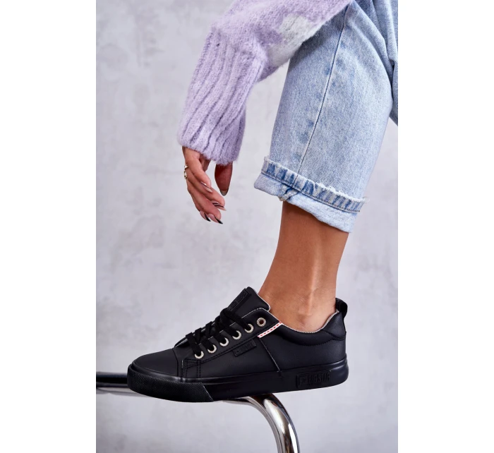 Niskie Damskie Skórzane Trampki Big Star KK274006 Czarne